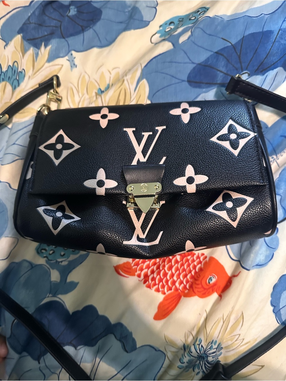 Black & Pink Monogram Shoulder Bag